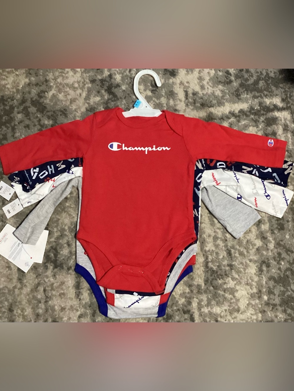 Champion 4 pk. Baby Boy’s Bodysuits Onesies One Piece Snap Long Sleeve 6M